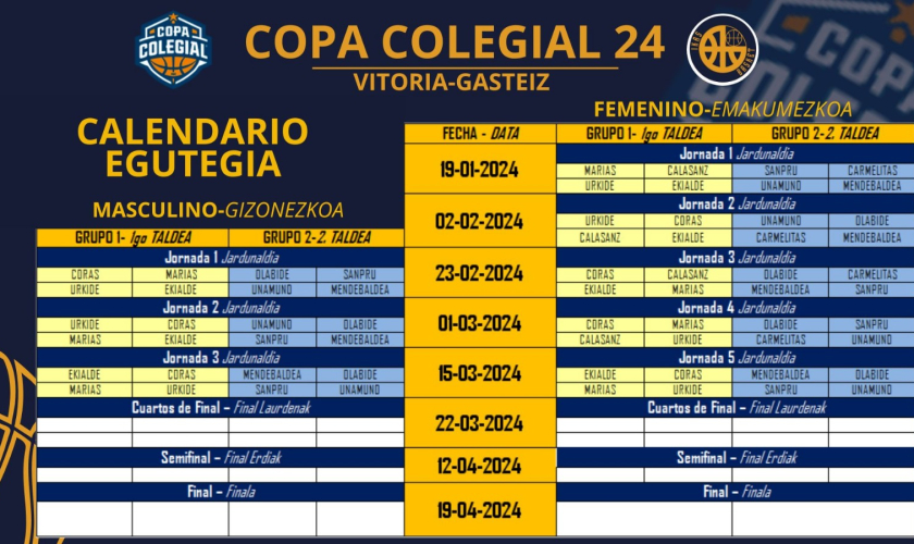 Calendario IkasBasket - Copa Colegial 