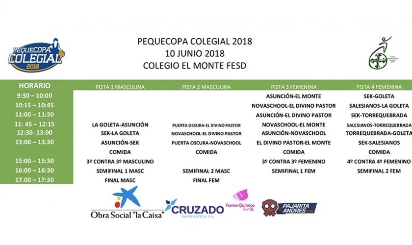 ¡Este domingo toca Pequecopa en Colegio Sagrada Familia El Monte FESD!