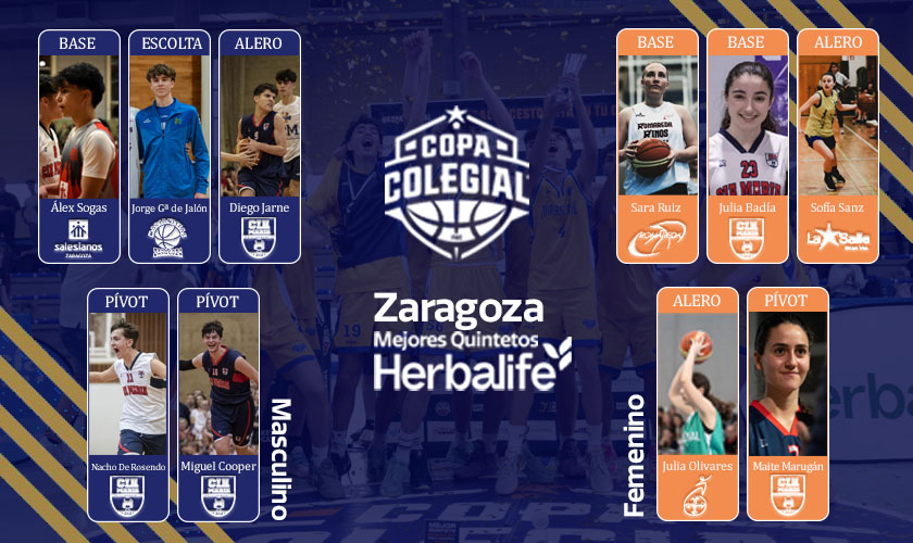 Estos son los Mejores Quintetos Herbalife de Copa Colegial Zaragoza 2024