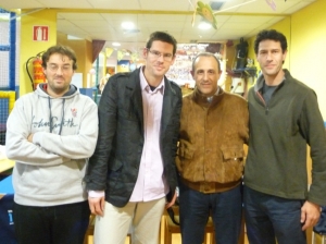 Oscar López, Juanjo Hernández y Alonso Madariaga con Ettore Messina