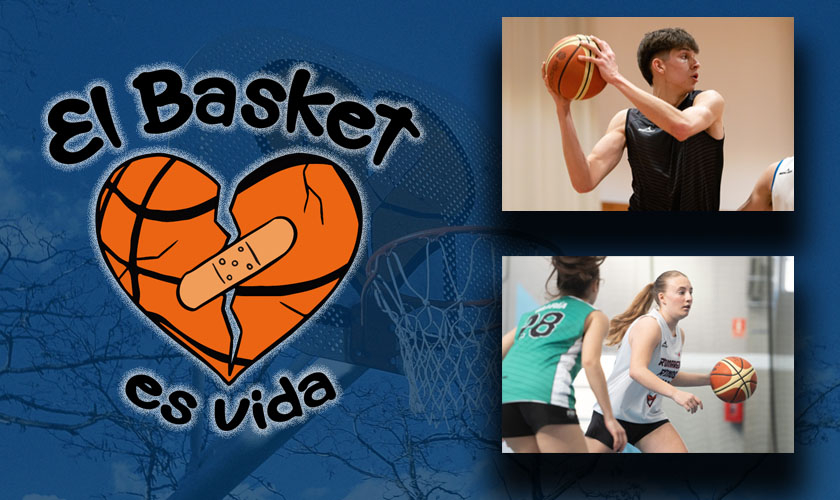 Sara Ruiz y Sergio Rodríguez, en el 5º partido El Basket es vida representando a la Copa Colegial